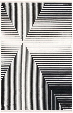 Black and White 4' 1 x 6' 1 Milano Rectangle Area Rug 100% Polyester with Cotton Backing Modern Contemporary Carpet for Home Decor Interior Design for Sale at Rug Engine