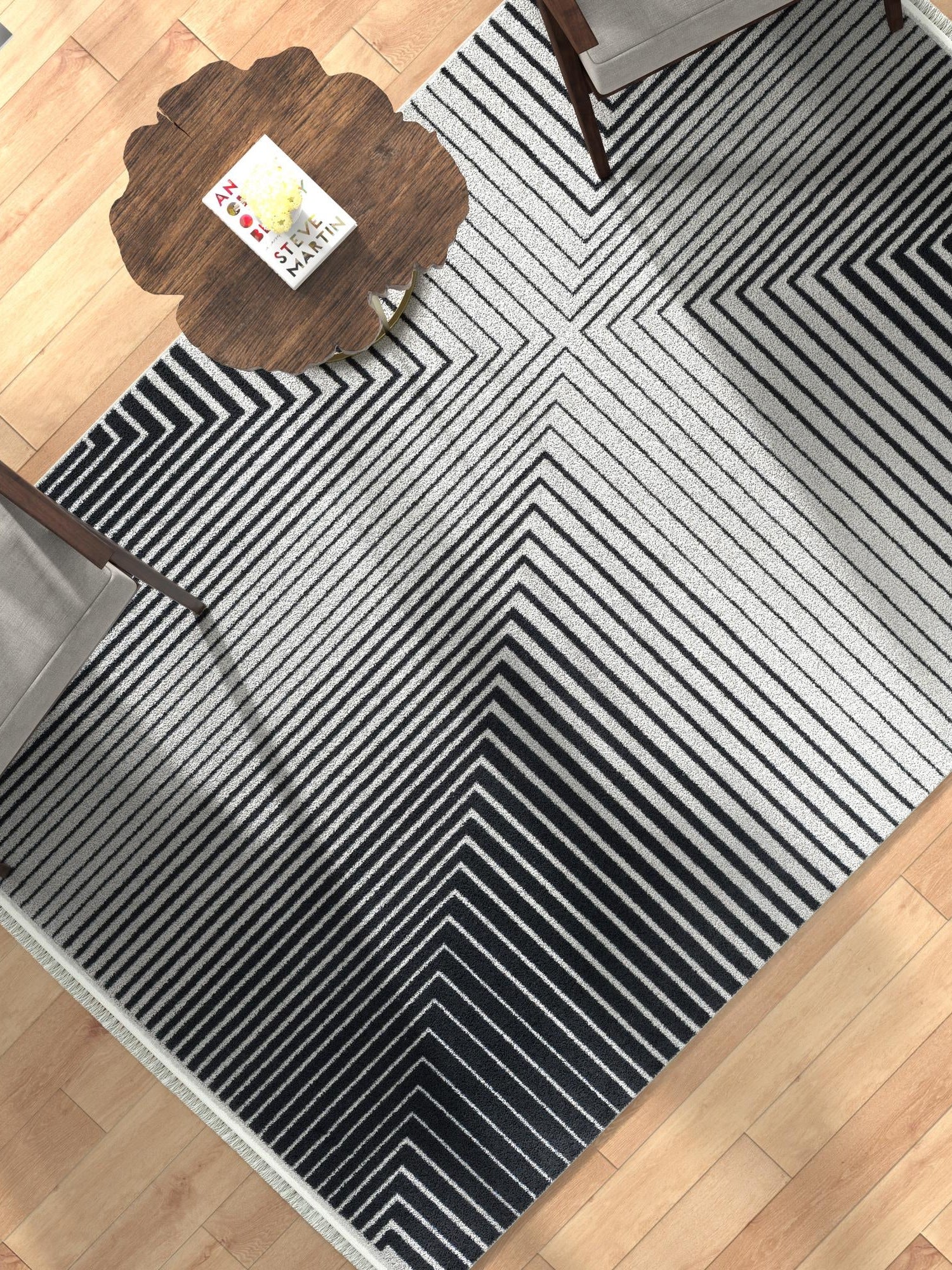 Black and White 7' 1 x 10' Milano Rectangle Area Rug 100% Polyester with Cotton Backing Modern Contemporary Carpet for Home Decor Interior Design for Sale at Rug Engine