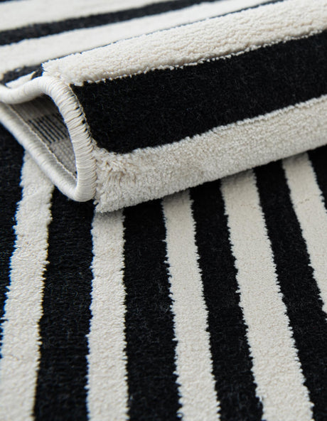 Black and White 9' x 12' Milano Rectangle Area Rug 100% Polyester with Cotton Backing Modern Contemporary Carpet for Home Decor Interior Design for Sale at Rug Engine
