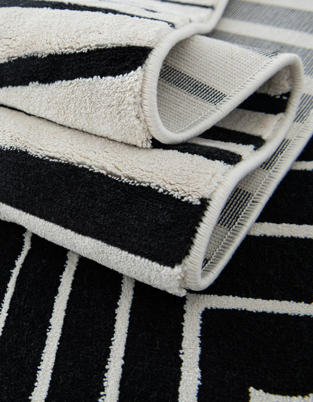 Black and White 9' x 12' Milano Rectangle Area Rug 100% Polyester with Cotton Backing Modern Contemporary Carpet for Home Decor Interior Design for Sale at Rug Engine