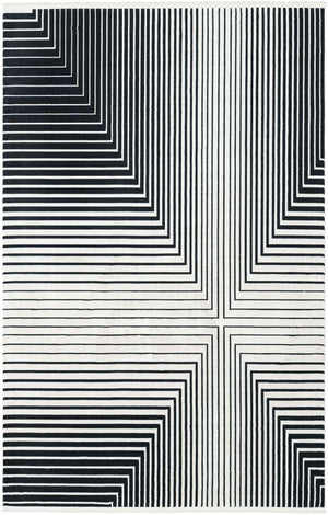 Black and White 5' 3 x 8' Milano Rectangle Area Rug 100% Polyester with Cotton Backing Modern Contemporary Carpet for Home Decor Interior Design for Sale at Rug Engine