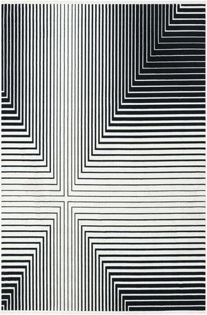Black and White 6' 1 x 9' Milano Rectangle Area Rug 100% Polyester with Cotton Backing Modern Contemporary Carpet for Home Decor Interior Design for Sale at Rug Engine