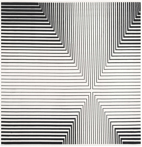 Black and White 7' 10 x 7' 10 Milano Square Area Rug 100% Polyester with Cotton Backing Modern Contemporary Carpet for Home Decor Interior Design for Sale at Rug Engine