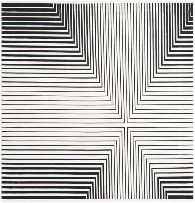 Black and White 7' 10 x 7' 10 Milano Square Area Rug 100% Polyester with Cotton Backing Modern Contemporary Carpet for Home Decor Interior Design for Sale at Rug Engine