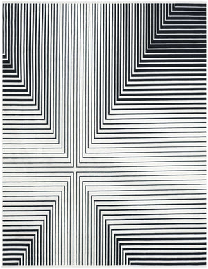 Black and White 7' 10 x 10' Milano Rectangle Area Rug 100% Polyester with Cotton Backing Modern Contemporary Carpet for Home Decor Interior Design for Sale at Rug Engine