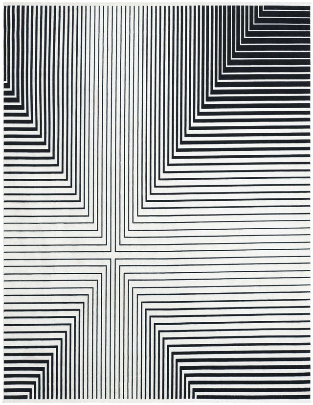 Black and White 7' 10 x 10' Milano Rectangle Area Rug 100% Polyester with Cotton Backing Modern Contemporary Carpet for Home Decor Interior Design for Sale at Rug Engine