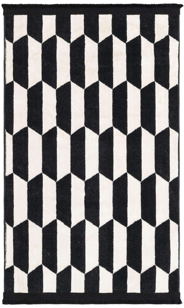 Black and White 2' x 3' 1 Milano Rectangle Area Rug 100% Polyester with Cotton Backing Modern Contemporary Carpet for Home Decor Interior Design for Sale at Rug Engine