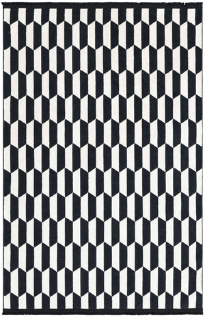 Black and White 4' 1 x 6' 1 Milano Rectangle Area Rug 100% Polyester with Cotton Backing Modern Contemporary Carpet for Home Decor Interior Design for Sale at Rug Engine