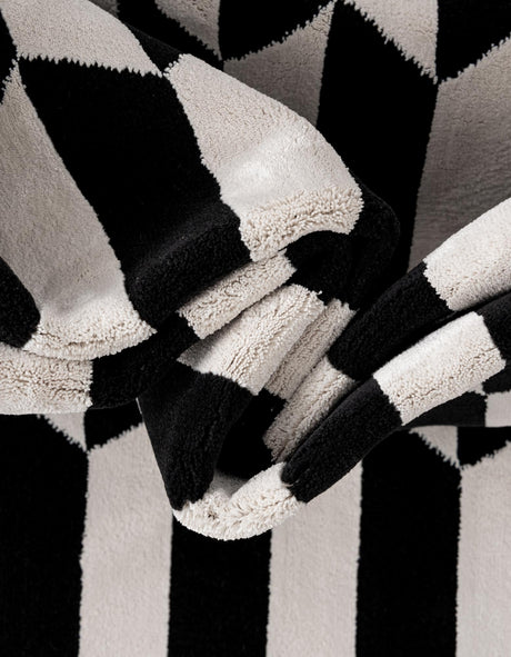 Black and White 10' x 14' 1 Milano Rectangle Area Rug 100% Polyester with Cotton Backing Modern Contemporary Carpet for Home Decor Interior Design for Sale at Rug Engine