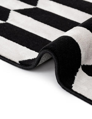 Black and White 4' 1 x 6' 1 Milano Rectangle Area Rug 100% Polyester with Cotton Backing Modern Contemporary Carpet for Home Decor Interior Design for Sale at Rug Engine
