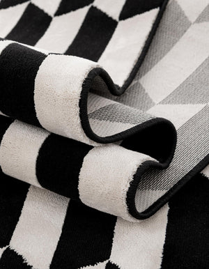 Black and White 7' 10 x 10' Milano Rectangle Area Rug 100% Polyester with Cotton Backing Modern Contemporary Carpet for Home Decor Interior Design for Sale at Rug Engine