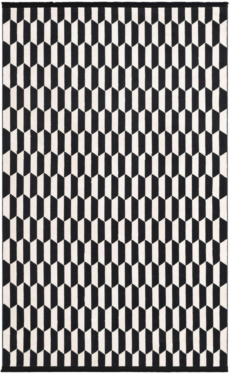 Black and White 5' 3 x 8' Milano Rectangle Area Rug 100% Polyester with Cotton Backing Modern Contemporary Carpet for Home Decor Interior Design for Sale at Rug Engine