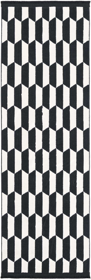 Black and White 2' x 6' 1 Milano Runner Area Rug 100% Polyester with Cotton Backing Modern Contemporary Carpet for Home Decor Interior Design for Sale at Rug Engine