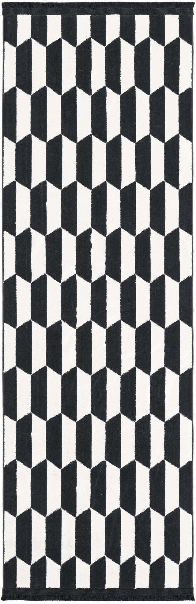 Black and White 2' x 6' 1 Milano Runner Area Rug 100% Polyester with Cotton Backing Modern Contemporary Carpet for Home Decor Interior Design for Sale at Rug Engine