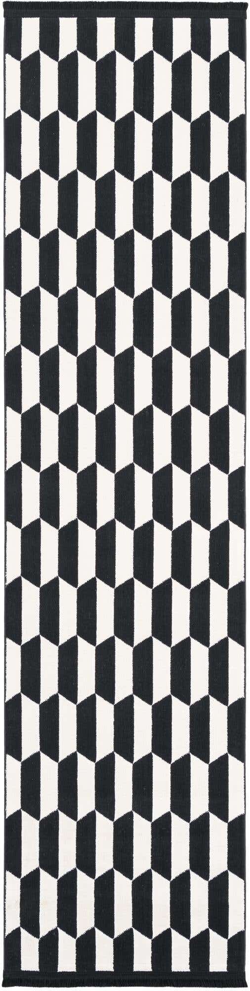Black and White 2' x 8' Milano Runner Area Rug 100% Polyester with Cotton Backing Modern Contemporary Carpet for Home Decor Interior Design for Sale at Rug Engine