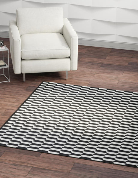 Black and White 10' x 10' Milano Square Area Rug 100% Polyester with Cotton Backing Modern Contemporary Carpet for Home Decor Interior Design for Sale at Rug Engine