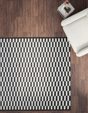Black and White 10' x 10' Milano Square Area Rug 100% Polyester with Cotton Backing Modern Contemporary Carpet for Home Decor Interior Design for Sale at Rug Engine