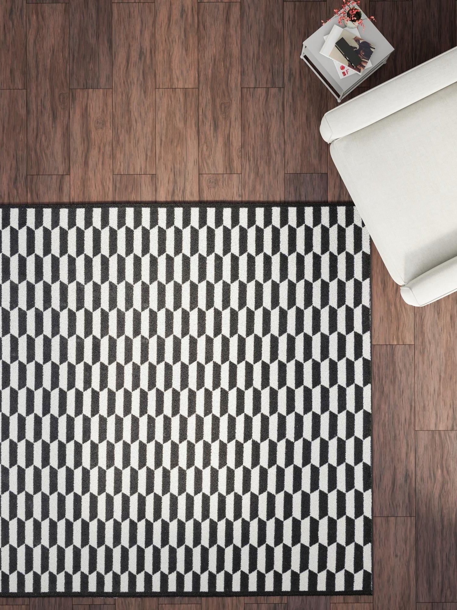 Black and White 7' 10 x 7' 10 Milano Square Area Rug 100% Polyester with Cotton Backing Modern Contemporary Carpet for Home Decor Interior Design for Sale at Rug Engine