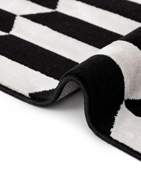 Black and White 10' x 10' Milano Square Area Rug 100% Polyester with Cotton Backing Modern Contemporary Carpet for Home Decor Interior Design for Sale at Rug Engine