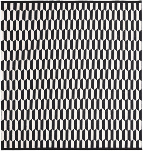 Black and White 7' 10 x 7' 10 Milano Square Area Rug 100% Polyester with Cotton Backing Modern Contemporary Carpet for Home Decor Interior Design for Sale at Rug Engine