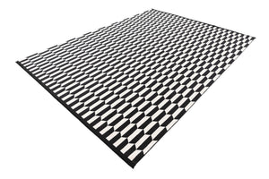 Black and White 7' 10 x 10' Milano Rectangle Area Rug 100% Polyester with Cotton Backing Modern Contemporary Carpet for Home Decor Interior Design for Sale at Rug Engine