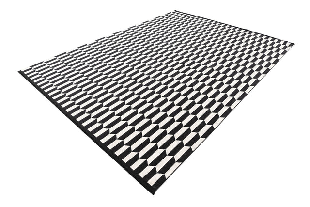 Black and White 7' 10 x 10' Milano Rectangle Area Rug 100% Polyester with Cotton Backing Modern Contemporary Carpet for Home Decor Interior Design for Sale at Rug Engine