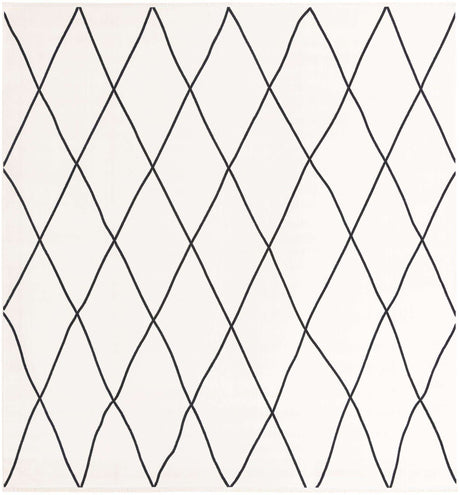 Black and White 10' x 10' Milano Square Area Rug 100% Polyester with Cotton Backing Modern Contemporary Carpet for Home Decor Interior Design for Sale at Rug Engine