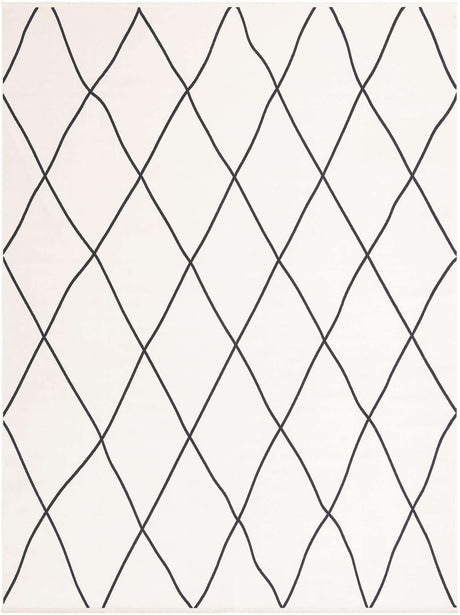 Black and White 9' x 12' Milano Rectangle Area Rug 100% Polyester with Cotton Backing Modern Contemporary Carpet for Home Decor Interior Design for Sale at Rug Engine