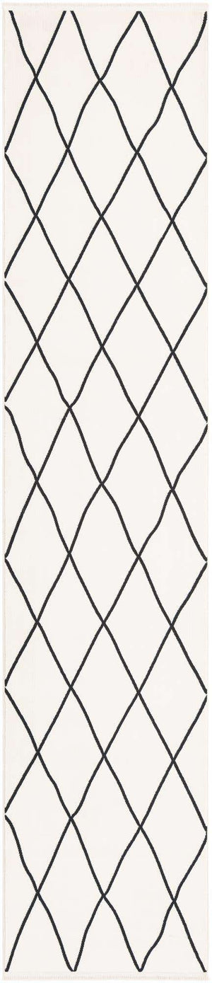 Black and White 2' 7 x 12' Milano Runner Area Rug 100% Polyester with Cotton Backing Modern Contemporary Carpet for Home Decor Interior Design for Sale at Rug Engine