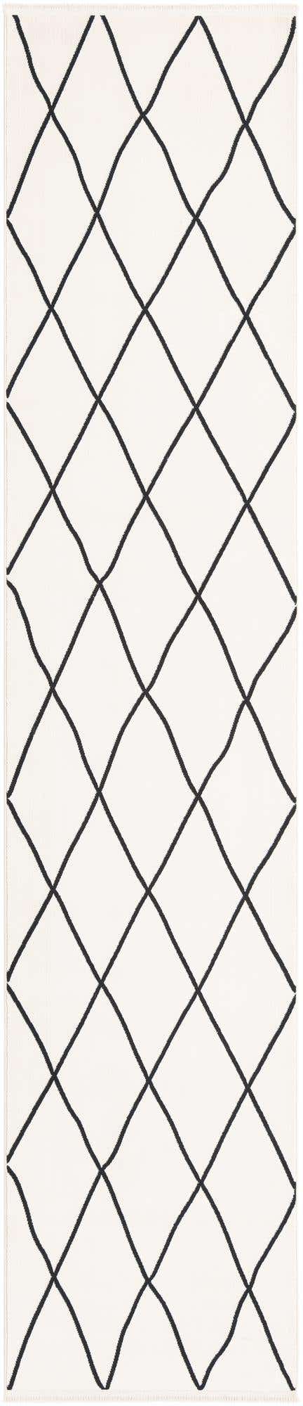 Black and White 2' 7 x 12' Milano Runner Area Rug 100% Polyester with Cotton Backing Modern Contemporary Carpet for Home Decor Interior Design for Sale at Rug Engine
