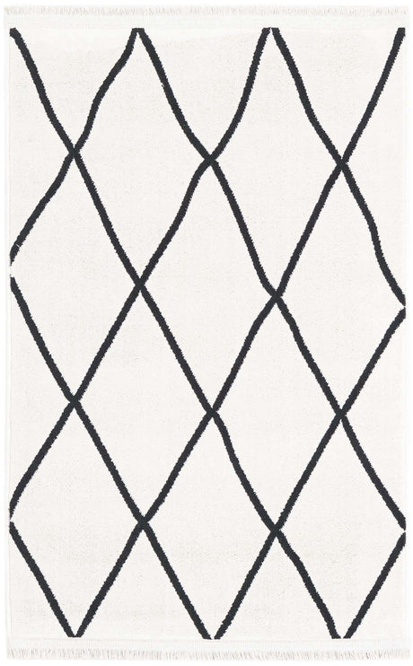 Black and White 2' x 3' 1 Milano Rectangle Area Rug 100% Polyester with Cotton Backing Modern Contemporary Carpet for Home Decor Interior Design for Sale at Rug Engine