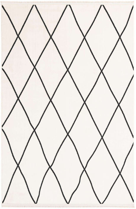 Black and White 4' 1 x 6' 1 Milano Rectangle Area Rug 100% Polyester with Cotton Backing Modern Contemporary Carpet for Home Decor Interior Design for Sale at Rug Engine