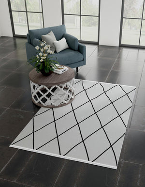 Black and White 10' x 14' 1 Milano Rectangle Area Rug 100% Polyester with Cotton Backing Modern Contemporary Carpet for Home Decor Interior Design for Sale at Rug Engine