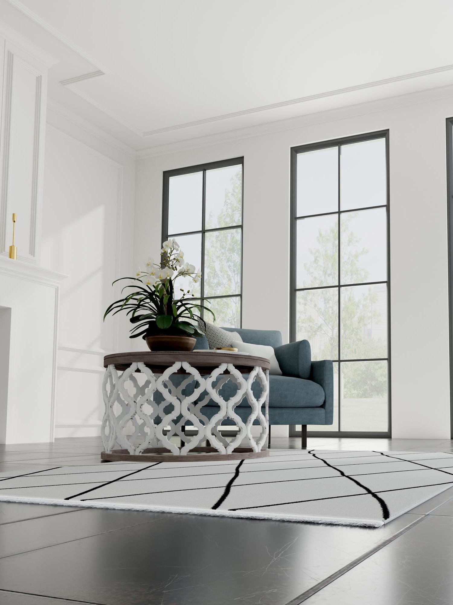 Black and White 2' x 3' 1 Milano Rectangle Area Rug 100% Polyester with Cotton Backing Modern Contemporary Carpet for Home Decor Interior Design for Sale at Rug Engine