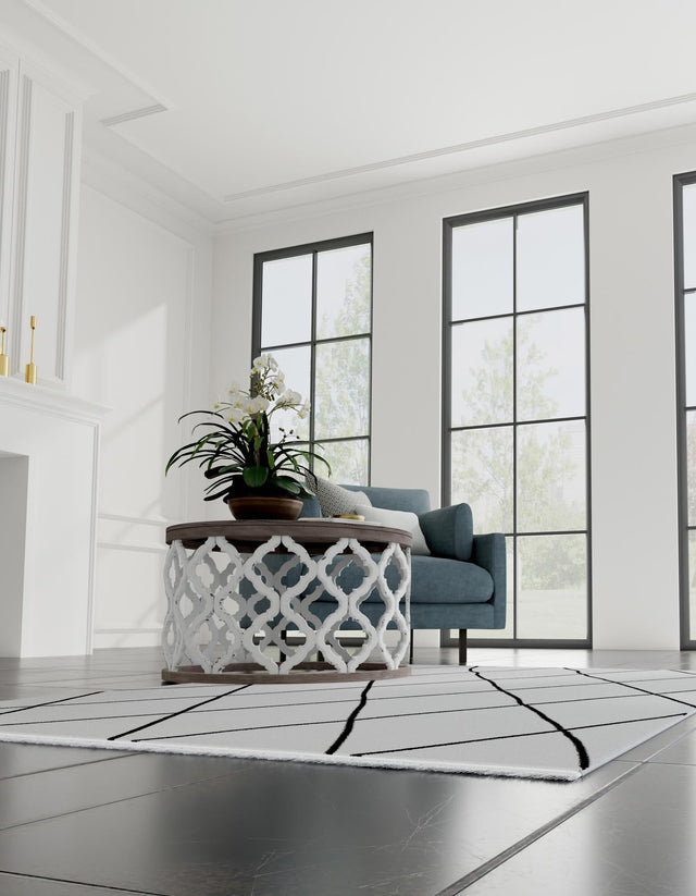 Black and White 2' x 3' 1 Milano Rectangle Area Rug 100% Polyester with Cotton Backing Modern Contemporary Carpet for Home Decor Interior Design for Sale at Rug Engine