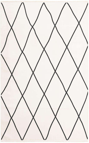 Black and White 5' 3 x 8' Milano Rectangle Area Rug 100% Polyester with Cotton Backing Modern Contemporary Carpet for Home Decor Interior Design for Sale at Rug Engine