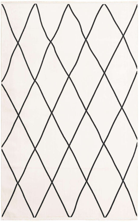 Black and White 5' 3 x 8' Milano Rectangle Area Rug 100% Polyester with Cotton Backing Modern Contemporary Carpet for Home Decor Interior Design for Sale at Rug Engine