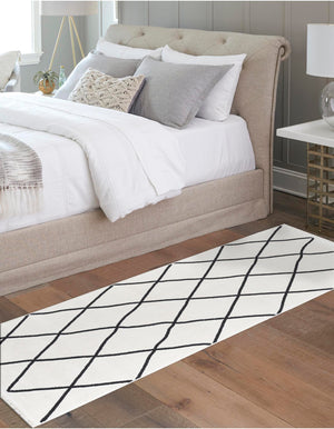 Black and White 2' x 6' 1 Milano Runner Area Rug 100% Polyester with Cotton Backing Modern Contemporary Carpet for Home Decor Interior Design for Sale at Rug Engine