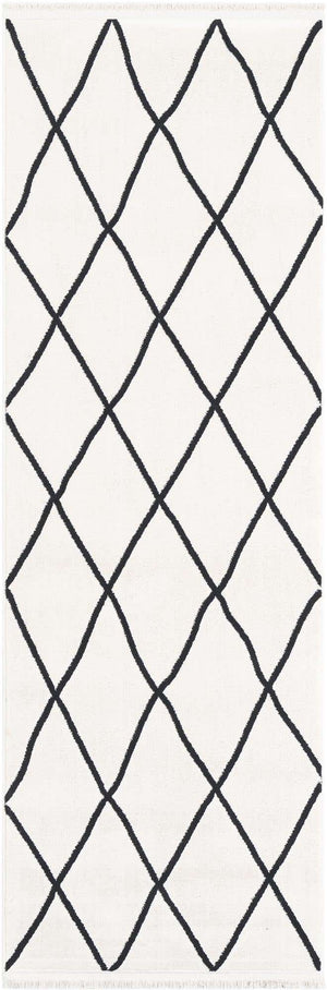 Black and White 2' x 6' 1 Milano Runner Area Rug 100% Polyester with Cotton Backing Modern Contemporary Carpet for Home Decor Interior Design for Sale at Rug Engine
