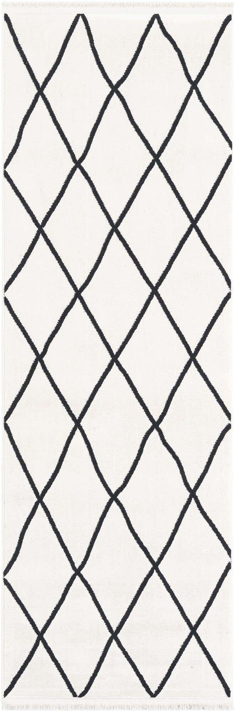Black and White 2' x 6' 1 Milano Runner Area Rug 100% Polyester with Cotton Backing Modern Contemporary Carpet for Home Decor Interior Design for Sale at Rug Engine