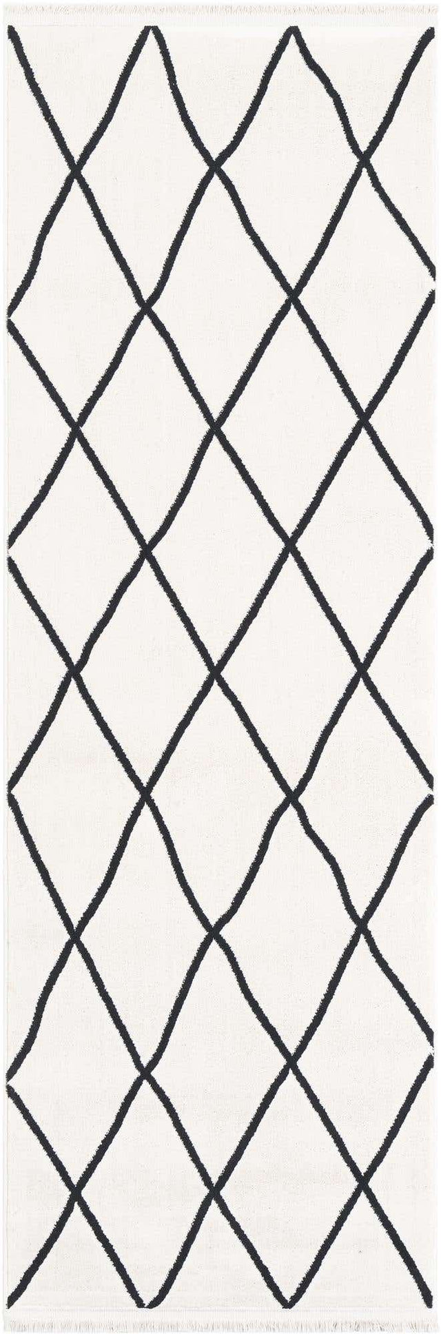 Black and White 2' x 6' 1 Milano Runner Area Rug 100% Polyester with Cotton Backing Modern Contemporary Carpet for Home Decor Interior Design for Sale at Rug Engine