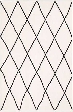 Black and White 6' 1 x 9' Milano Rectangle Area Rug 100% Polyester with Cotton Backing Modern Contemporary Carpet for Home Decor Interior Design for Sale at Rug Engine