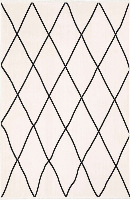 Black and White 6' 1 x 9' Milano Rectangle Area Rug 100% Polyester with Cotton Backing Modern Contemporary Carpet for Home Decor Interior Design for Sale at Rug Engine