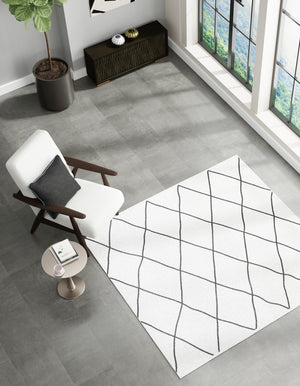 Black and White 10' x 10' Milano Square Area Rug 100% Polyester with Cotton Backing Modern Contemporary Carpet for Home Decor Interior Design for Sale at Rug Engine