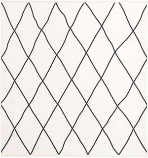 Black and White 7' 10 x 7' 10 Milano Square Area Rug 100% Polyester with Cotton Backing Modern Contemporary Carpet for Home Decor Interior Design for Sale at Rug Engine