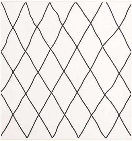 Black and White 7' 10 x 7' 10 Milano Square Area Rug 100% Polyester with Cotton Backing Modern Contemporary Carpet for Home Decor Interior Design for Sale at Rug Engine