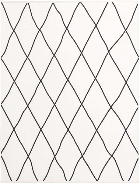 Black and White 7' 10 x 10' Milano Rectangle Area Rug 100% Polyester with Cotton Backing Modern Contemporary Carpet for Home Decor Interior Design for Sale at Rug Engine