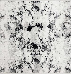 Black and White 10' x 10' Milano Square Area Rug 100% Polyester with Cotton Backing Modern Contemporary Carpet for Home Decor Interior Design for Sale at Rug Engine