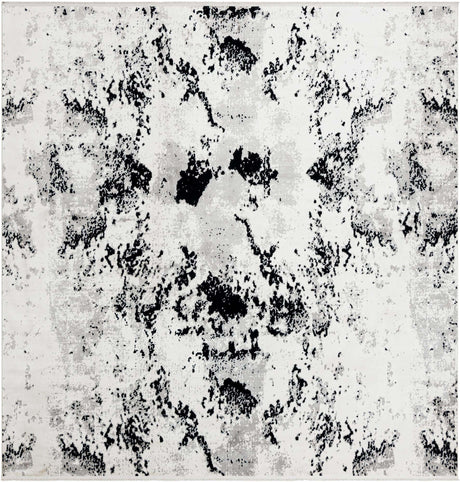 Black and White 10' x 10' Milano Square Area Rug 100% Polyester with Cotton Backing Modern Contemporary Carpet for Home Decor Interior Design for Sale at Rug Engine