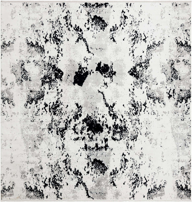 Black and White 10' x 10' Milano Square Area Rug 100% Polyester with Cotton Backing Modern Contemporary Carpet for Home Decor Interior Design for Sale at Rug Engine